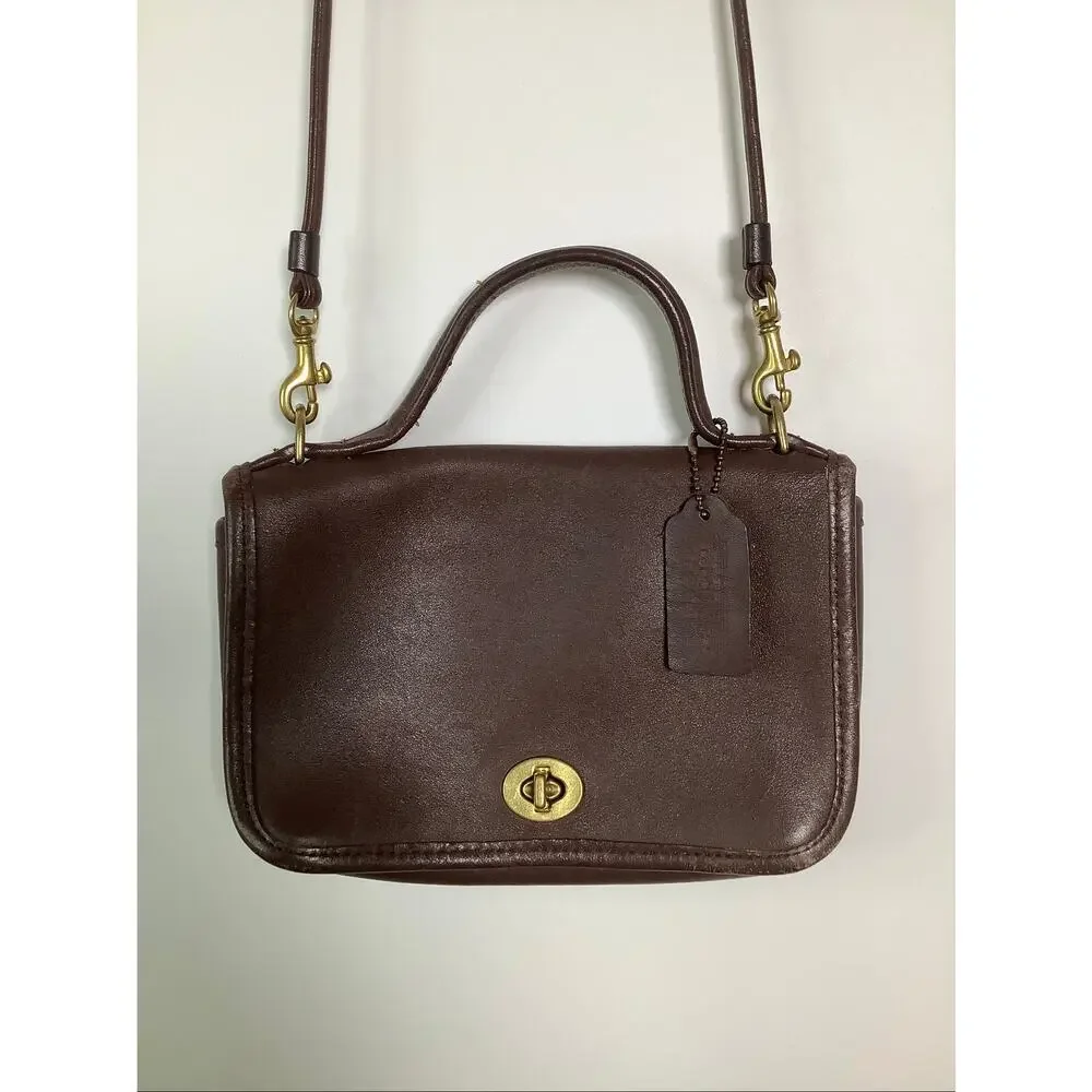 Coach Brown Mahogany Leather Casino Bag Crossbody Purse Vintage B9-5